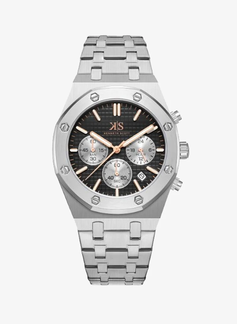 Kenneth Scott Men's Stainless steel Multi Function Watch K24112-SBSB - 42 mm