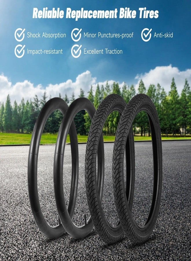yeesport 18" Kids Bike Tires Set, 2 Pcs 18×2.125" Replacement Tires with 2 Pcs Inner Tubers & Repair Kit, Shock Absorption Bicycle Tires with AV 1.18" Valves, Fit Most Kids Bikes - Image 3