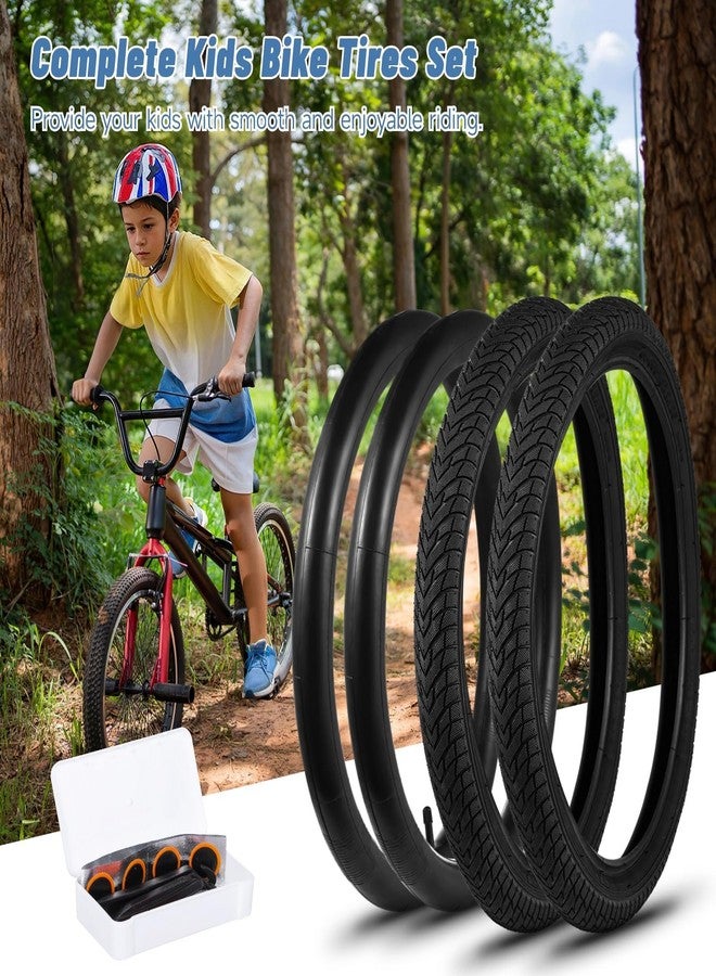 yeesport 18" Kids Bike Tires Set, 2 Pcs 18×2.125" Replacement Tires with 2 Pcs Inner Tubers & Repair Kit, Shock Absorption Bicycle Tires with AV 1.18" Valves, Fit Most Kids Bikes - Image 2