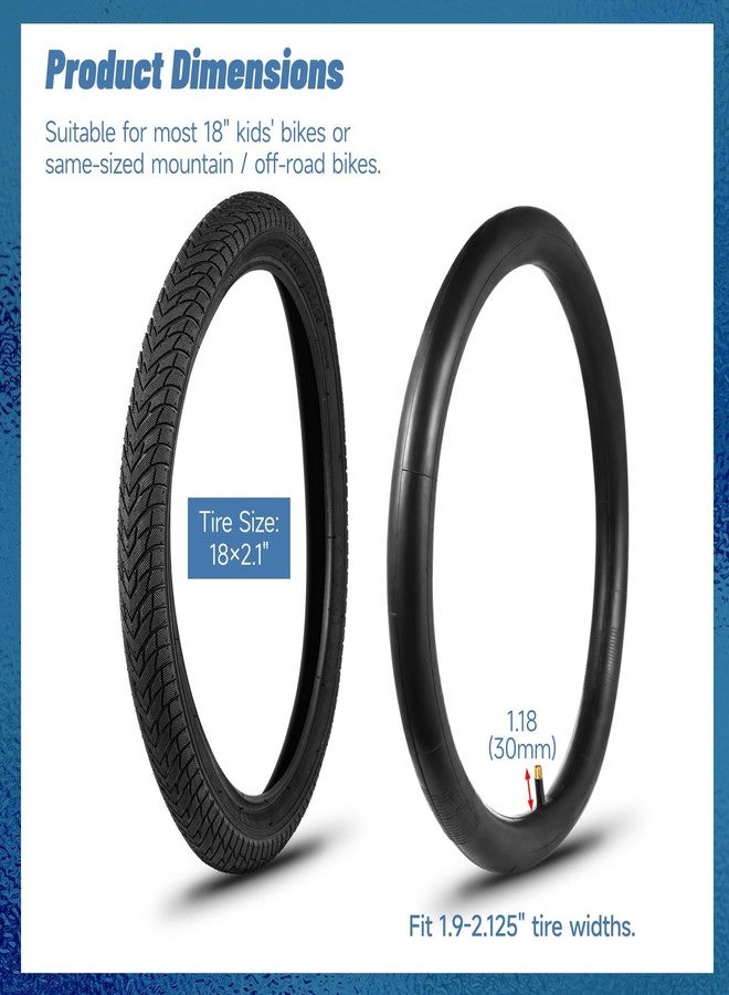 yeesport 18" Kids Bike Tires Set, 2 Pcs 18×2.125" Replacement Tires with 2 Pcs Inner Tubers & Repair Kit, Shock Absorption Bicycle Tires with AV 1.18" Valves, Fit Most Kids Bikes - Image 5