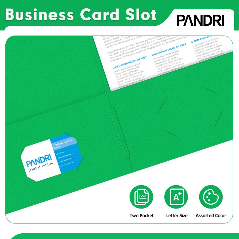 PANDRI Two Pocket Folders, PANDRI 125 Pack 2 Pocket Folders, Letter Size Paper File Folder for School Office Home Business, Assorted 5 Colors - Image 5