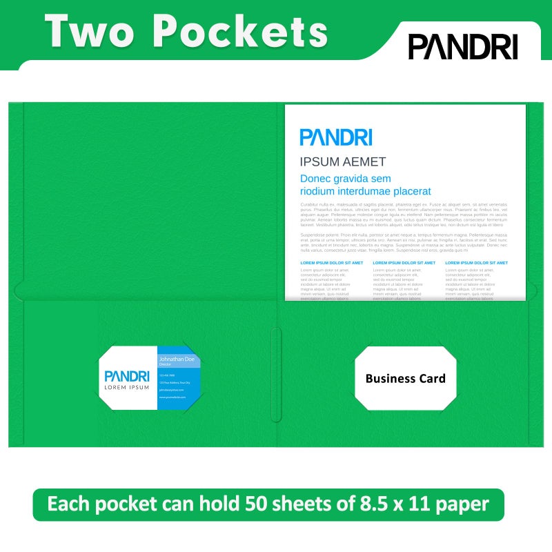 PANDRI Two Pocket Folders, PANDRI 125 Pack 2 Pocket Folders, Letter Size Paper File Folder for School Office Home Business, Assorted 5 Colors - Image 3