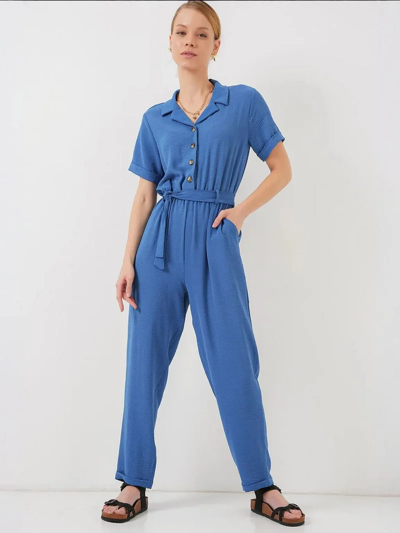 BDART Shirt Collar Relaxed Fit Jumpsuit with Bow