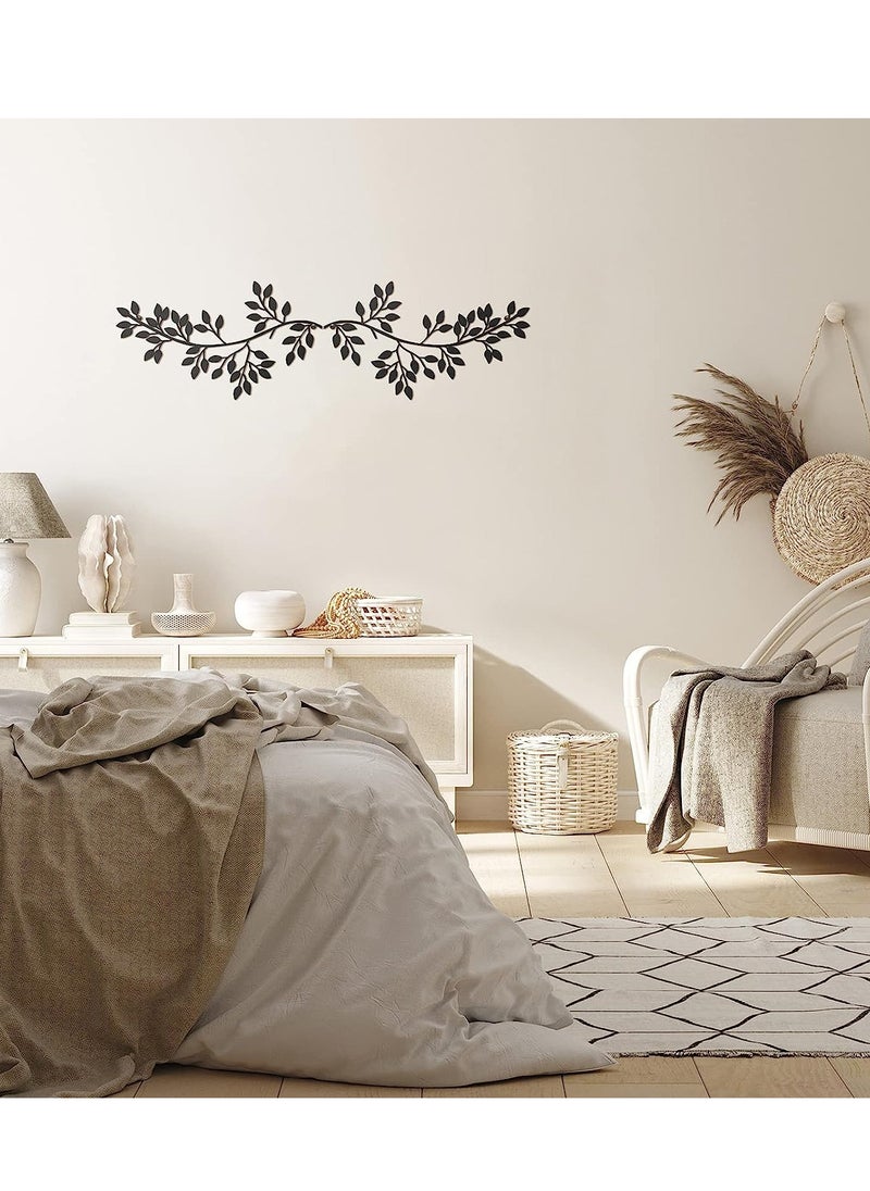 SYOSI Metal Tree Leaf Wall Decor Vine Olive Branch Art Wrought Iron Scroll Sculptures Above The Bed, Living Room, Outdoor Decoration Black  - Image 2