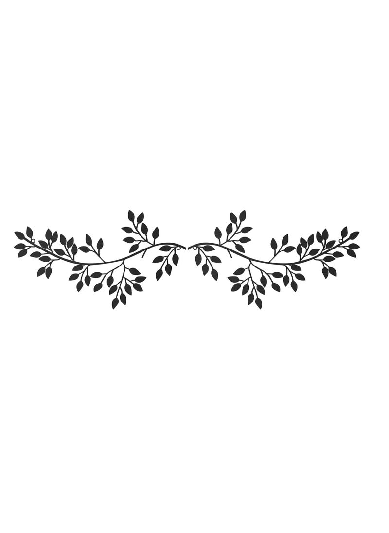SYOSI Metal Tree Leaf Wall Decor Vine Olive Branch Art Wrought Iron Scroll Sculptures Above The Bed, Living Room, Outdoor Decoration Black  - Image 1