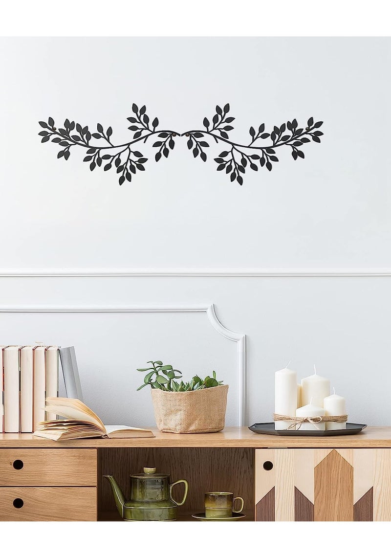 SYOSI Metal Tree Leaf Wall Decor Vine Olive Branch Art Wrought Iron Scroll Sculptures Above The Bed, Living Room, Outdoor Decoration Black  - Image 5