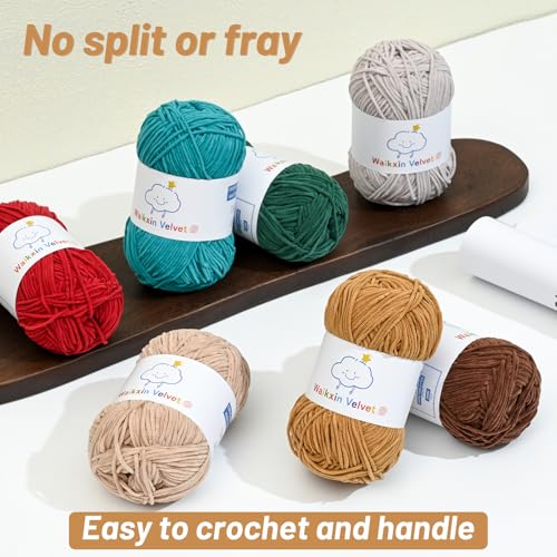 Waikxin 24 Pack Fluffy Chenille Yarn for Crocheting, Baby Yarn for Crocheting Soft, 3806yds/42oz Fingering Weight Crochet Amigurumi Yarn, Velvet Yarns for Crochet Baby Blanket&DIY Crafts.(Set B) - Image 4