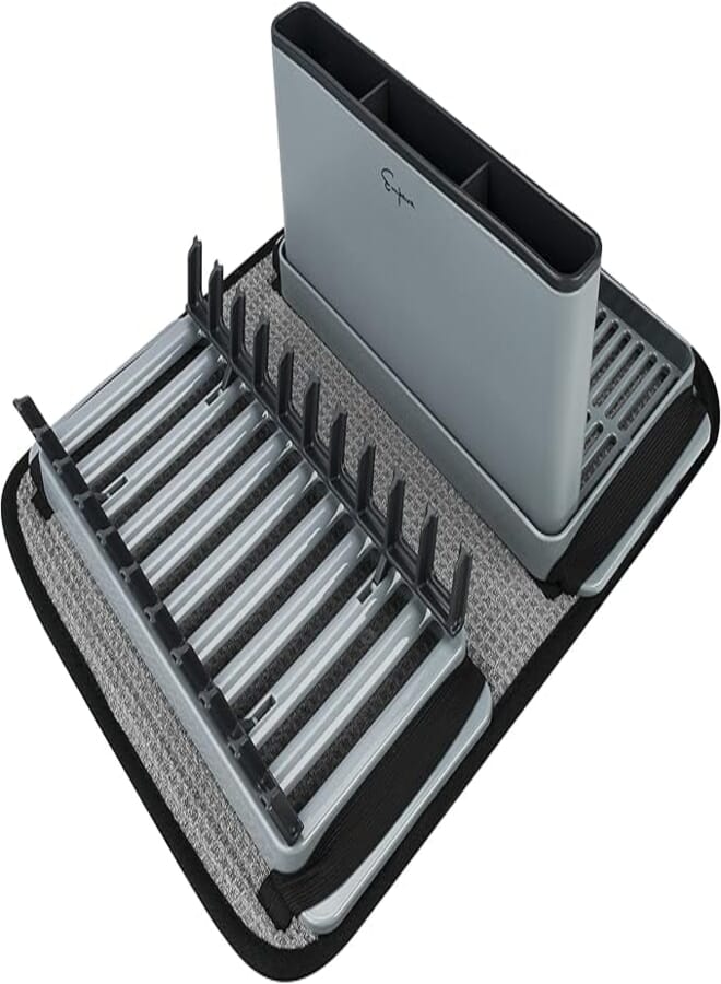Empava Countertop Dish Rack Set with Sponge Drying Mat in PP, Polyester, for Kitchen, in Gray EMPV-GIFT09