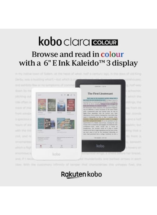 Kobo Clara Colour 16GB eReader 6 Inch Colour E Ink Kaleido 3 Display, Waterproof, Dark Mode, Audiobooks, White - Image 2