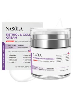 Nasola Retinol and Collagen Face Cream Anti Aging Retinol Cream for Face Moisturizer with Hyaluronic Acid Day  Night Collagen Cream Wrinkle Remover for Face Contains Vitamin B5EC 185 Fl Oz 