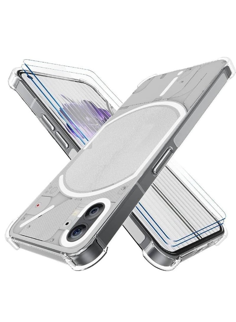 ELTRAZONE Nothing Phone 1 Case with 2 Pack Tempered Glass Screen Protector, Crystal Clear TPU Silicone Case with Airbag Corners, Drop Protection Cover For Nothing Phone 1 - Image 1