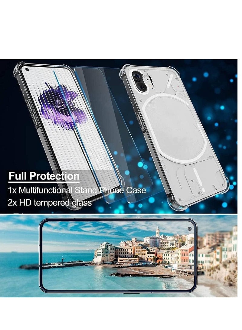 ELTRAZONE Nothing Phone 1 Case with 2 Pack Tempered Glass Screen Protector, Crystal Clear TPU Silicone Case with Airbag Corners, Drop Protection Cover For Nothing Phone 1 - Image 3