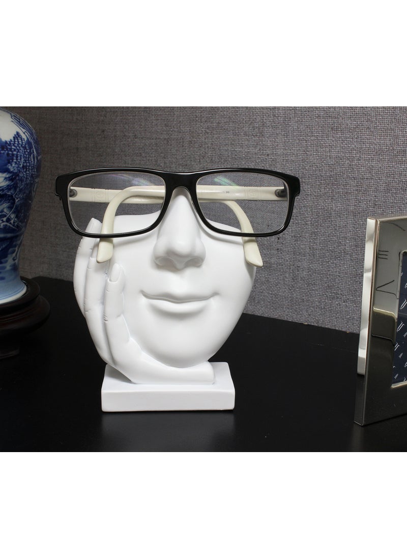 JewelryNanny JewelryNanny Artsy Face Eyeglass Holder Stand  Sculpted Nose for Eyeglasses or Sunglasses Life is Good White 