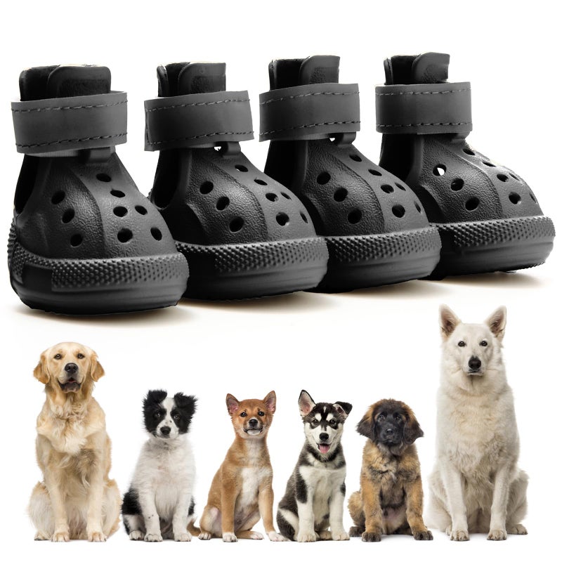 UGRASEA Dog Shoes for Hot Pavement,Non-Slip Waterproof Breathable Easy to Clean Put On and Take Off Dog Boots,Paw Protector for Hot Summer Roads Winter Snow (Black, Size 5:(2.56"x1.97")(L*W)) - Image 1