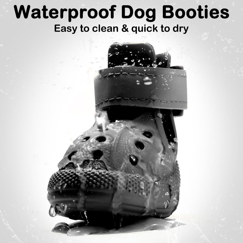UGRASEA Dog Shoes for Hot Pavement,Non-Slip Waterproof Breathable Easy to Clean Put On and Take Off Dog Boots,Paw Protector for Hot Summer Roads Winter Snow (Black, Size 5:(2.56"x1.97")(L*W)) - Image 3