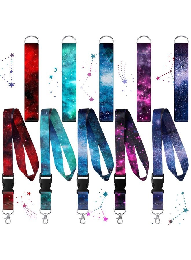 Fainne 10 Pieces Lanyards for Keys Space Galaxy Lanyard Starry Key Lanyard Clips Wrist Keychain Holders Neck Lanyards for Women Men (Starry Sky) - Image 1