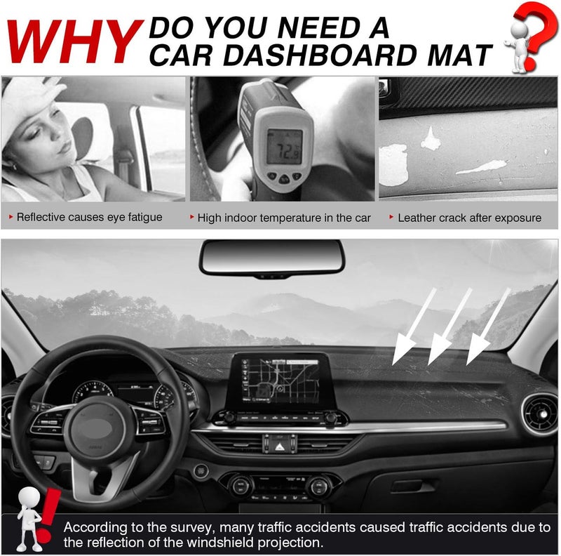Autorder Custom Fit for Dashboard Mat Cover Kia Forte 2019 2020 2021 2022 2023 Accessories Dash Cover Nonslip Dashboard Mat Protector Sunshade No Glare - Image 3