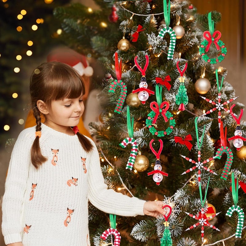 NLUS Christmas Crafts for Kids Adults, 45 Pcs Christmas Beaded Ornament Kits Holiday Crafts - Including Snowman/Christmas Tree/Wreath/Candy Cane/Snowflake (Assembly Required) - Image 3