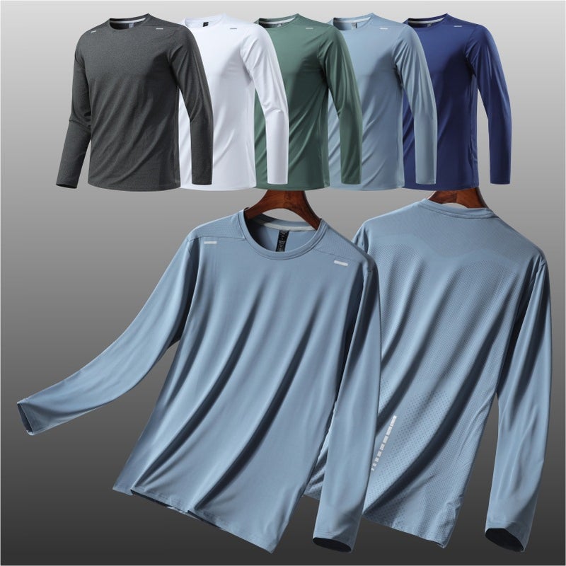 Generic Mens Long Sleeve Sports Tee and Quick-Dry Set Army Green