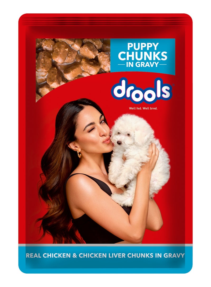 Drools Puppy Wet Dog Food Real Chicken and Chicken Liver Chunks in Gravy 10 + 2 Pouches Free 12 x 60g  - Image 5