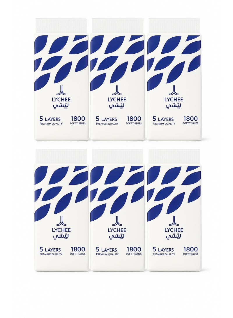 ليتشي بكج 6 عبوات منديل ليتشي تعليق 5 طبقات 1800 منديل - Image 5
