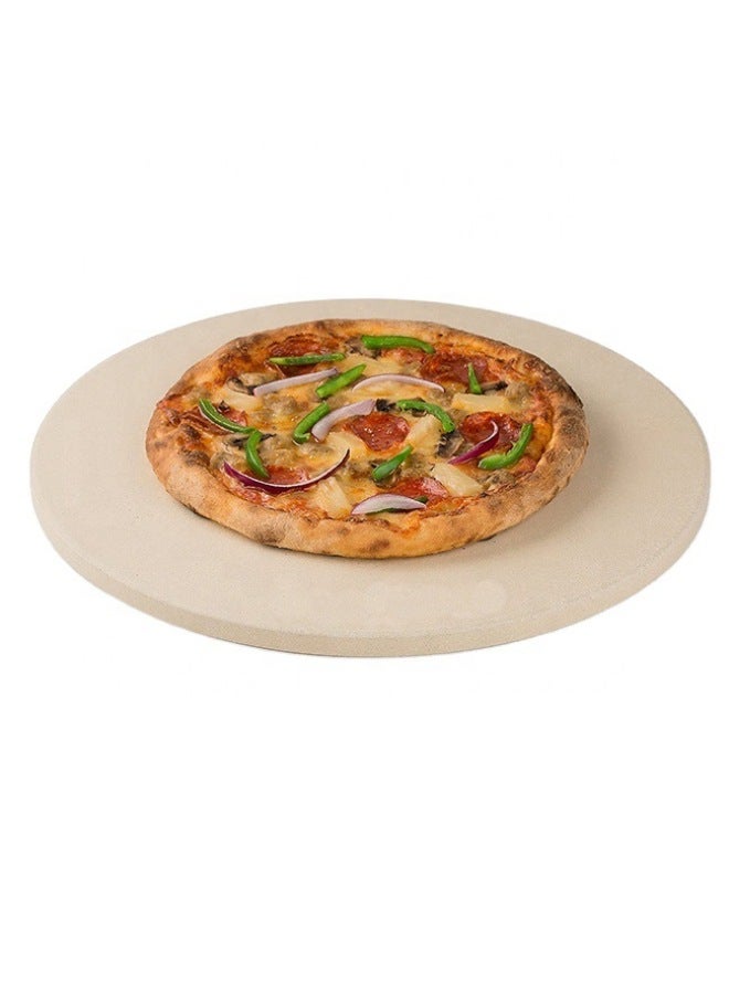 Cordierite Pizza Plate BBQ Pizza Slate Baking Tray For Oven Household Baking Special Cordierite Pizza Stone-Specifications:340*10mm-Color:Light Yellow - Image 1