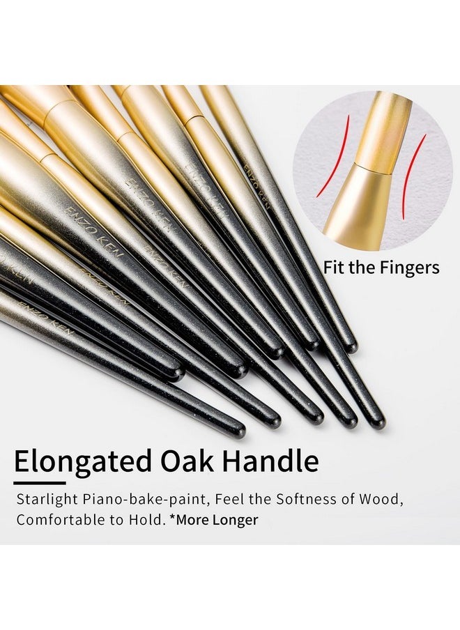 ENZO KEN - Natural Sable Hair Makeup Brush Set Professional, Cosmetic Brushes Makeup Set With Gift Box, Natural Hair Makeup Brushes Set With Present Box, Make Up Brushes Set, Natural Makeup Brushes. - Image 1