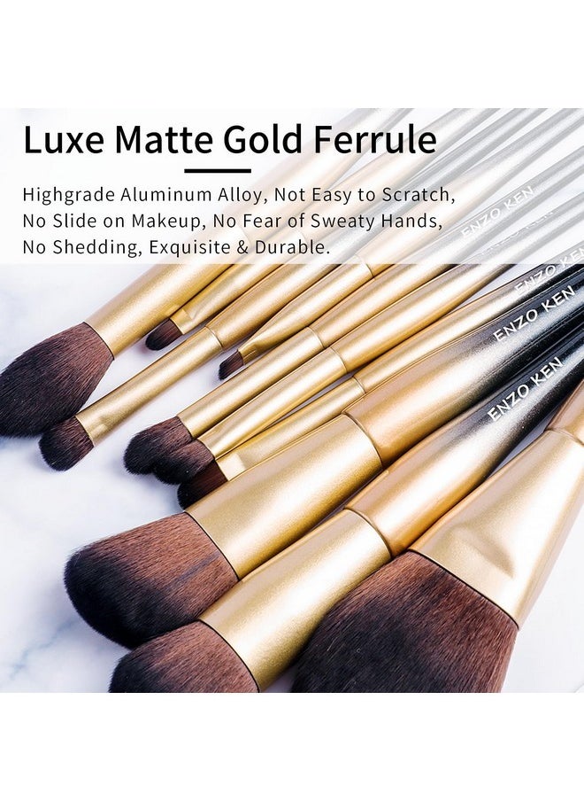 ENZO KEN - Natural Sable Hair Makeup Brush Set Professional, Cosmetic Brushes Makeup Set With Gift Box, Natural Hair Makeup Brushes Set With Present Box, Make Up Brushes Set, Natural Makeup Brushes. - Image 1