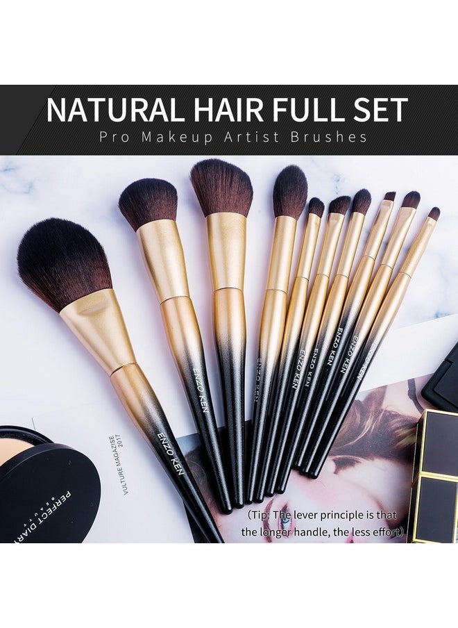 ENZO KEN - Natural Sable Hair Makeup Brush Set Professional, Cosmetic Brushes Makeup Set With Gift Box, Natural Hair Makeup Brushes Set With Present Box, Make Up Brushes Set, Natural Makeup Brushes. - Image 1