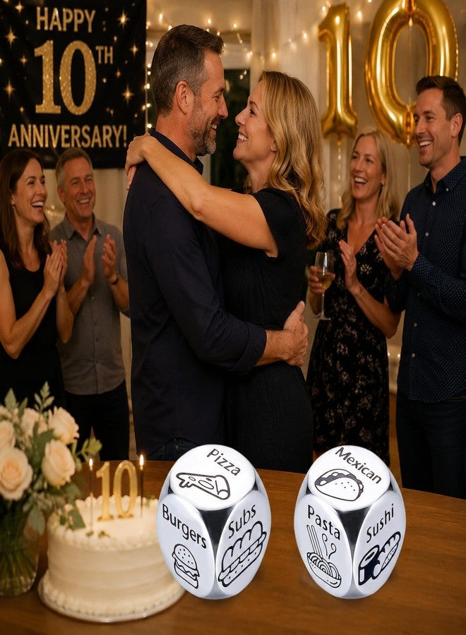 Aeonovs 10 Year Anniversary Tin Gift for Him, Food Dice, 10 Year Tin Anniversary Decorations for Him Her, Stocking Stuffers for Husband Wife, 5 Senses Gifts for Husband - Image 3