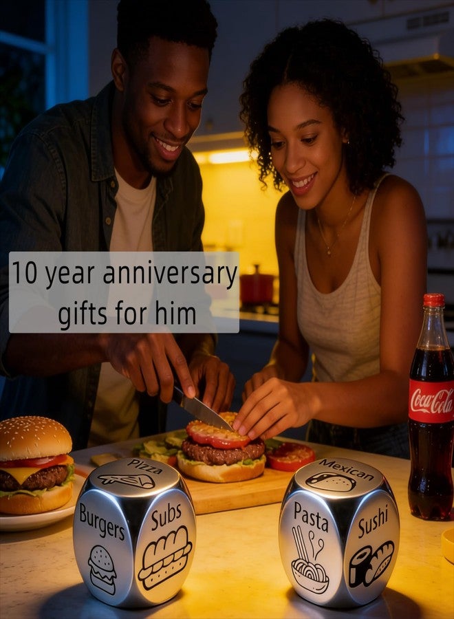 Aeonovs 10 Year Anniversary Tin Gift for Him, Food Dice, 10 Year Tin Anniversary Decorations for Him Her, Stocking Stuffers for Husband Wife, 5 Senses Gifts for Husband - Image 4