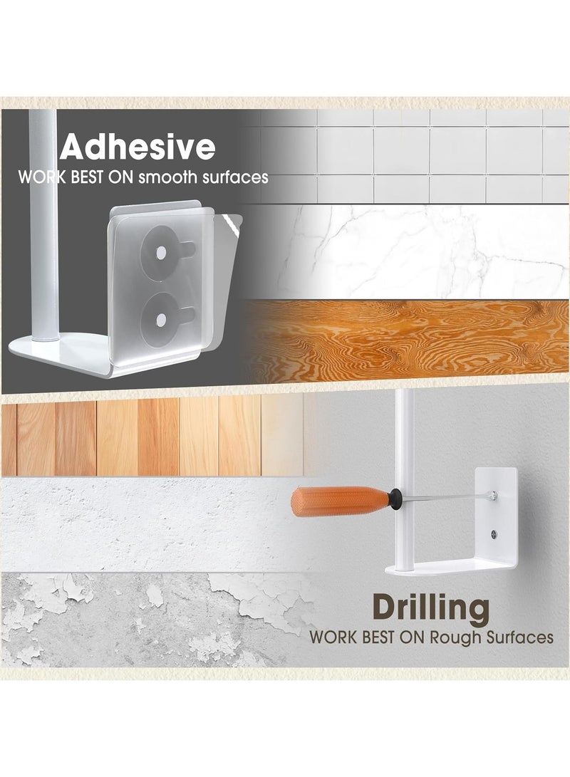 HOMESTAR 2 Pack Hat Racks for Baseball Caps, Stainless Steel Hat Organizer for Baseball Cap, Hat Holder Storage Organizer, Hat Hanger Strong Adhesive/Wall Drilled for Door, Bedroom, Closet(White 6 in) - Image 3