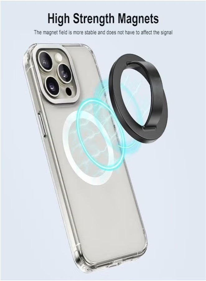 Smartphone holder with a magnetic ring for iPhone a powerful tool for carrying and moving the mobile phone easily and safely works with MagSafe Black  - Image 2