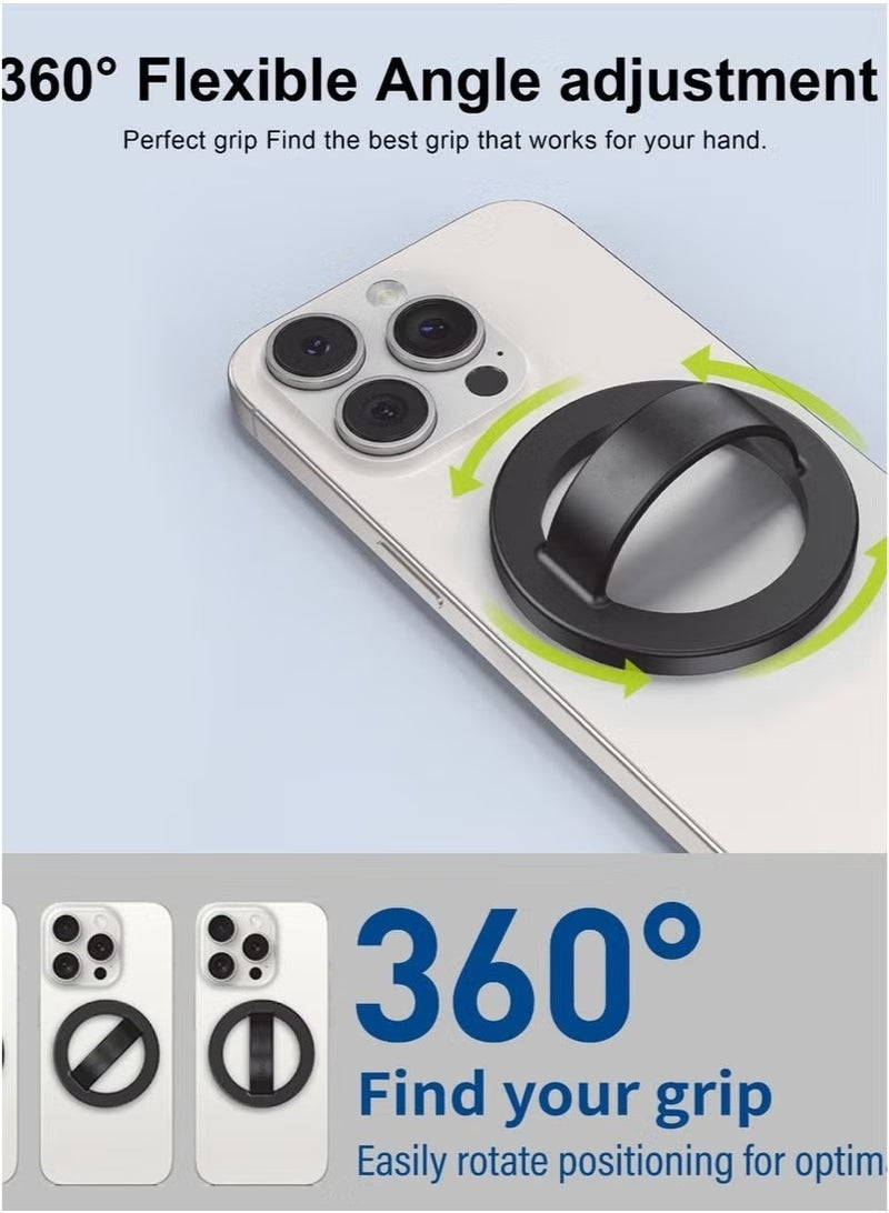 Smartphone holder with a magnetic ring for iPhone a powerful tool for carrying and moving the mobile phone easily and safely works with MagSafe Black  - Image 3