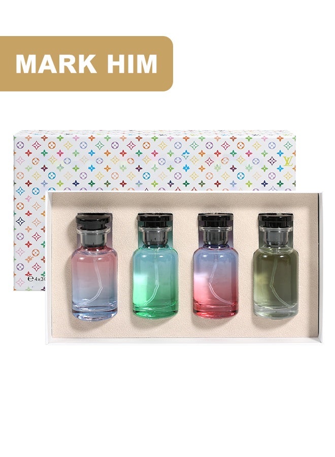 مارك له طقم هدايا عطور للرجال والنساء من 4 قطع، مجموعة عطور Eau de Parfum طويلة الثبات بحجم 4 × 30 مل، طقم روائح متنوع للأناقة اليومية والإهداء - Image 1