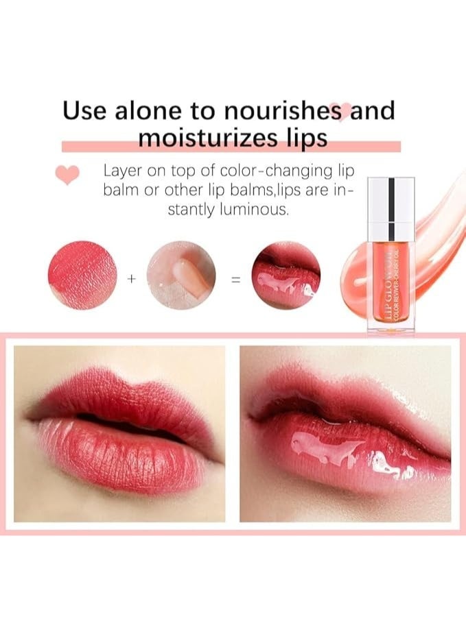 Hydrating Lip Glow Oil - Plumper Gloss, Moisturizing, No-Sticky Transparent, Tinted Balm, Nourishing, Repairing Lightening Lines, Lip Care - Image 3
