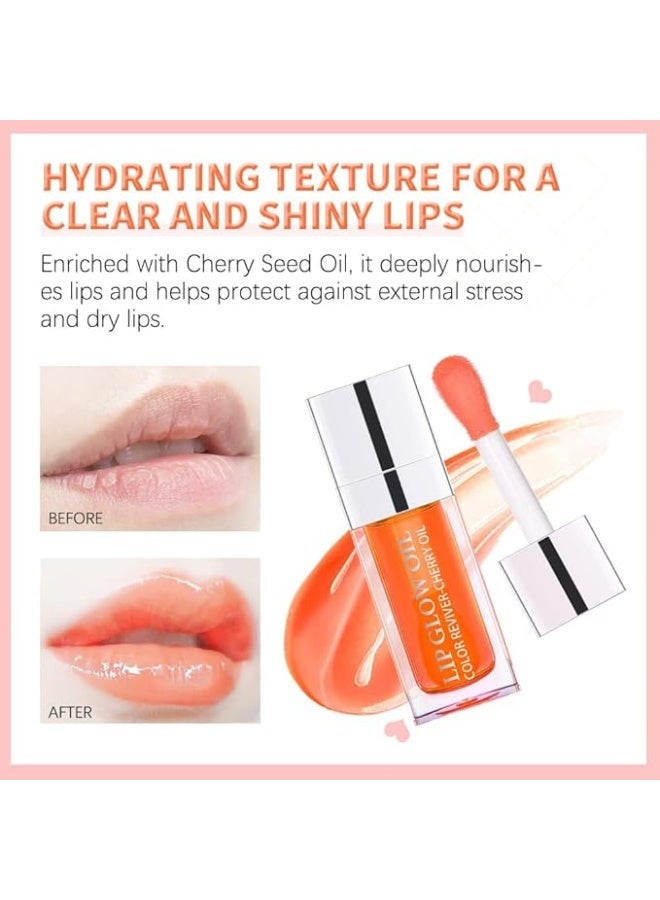 Hydrating Lip Glow Oil - Plumper Gloss, Moisturizing, No-Sticky Transparent, Tinted Balm, Nourishing, Repairing Lightening Lines, Lip Care - Image 4