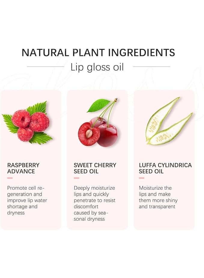 Hydrating Lip Glow Oil - Plumper Gloss, Moisturizing, No-Sticky Transparent, Tinted Balm, Nourishing, Repairing Lightening Lines, Lip Care - Image 5