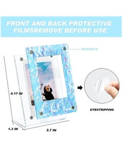 YQbest Picture Frames 4 Pack Mini Acrylic Magnetic 2x3 Frame L-shaped Wave Fridge Compatible Tabletop Display and Magnet  - Image 4