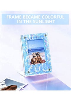YQbest Picture Frames 4 Pack Mini Acrylic Magnetic 2x3 Frame L-shaped Wave Fridge Compatible Tabletop Display and Magnet  - Image 5