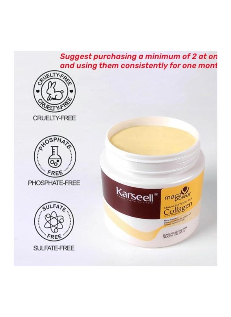Karseell Karseell Collagen Hair Treatment Deep Repair Conditioning Argan Oil Collagen Hair Mask Essence for Dry Damaged Hair All Hair Types 500ml  - Image 4