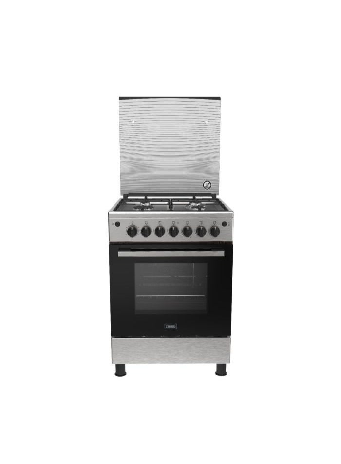 Gas Cooker, 4 Burners, 60 cm, Stainless Steel - ZCG622A6XB