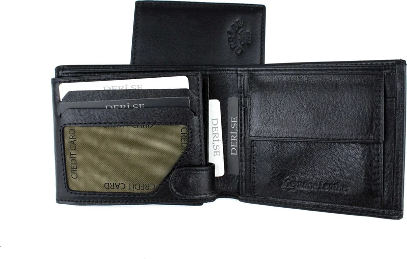Derise Club Men's Wallet Leather Black Color Multi-Compartment Coin Pocket Wallet