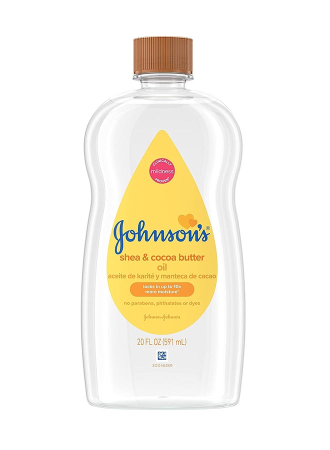 Johnson's Baby Oil, Mineral Enriched With Shea And Cocoa Butter To Prevent Moisture Loss, Hypoallergenic, 20 fl. oz - Image 1