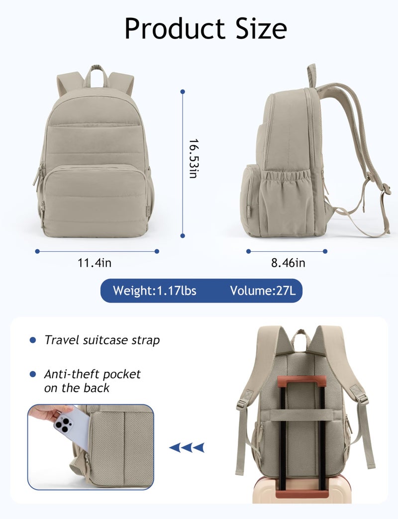 Uselike Travel Backpack for Women, 15.6 Inch Laptop Backpack, Quilted College Bookbag, Cute Work Backpacks, Water Resistant - Image 4