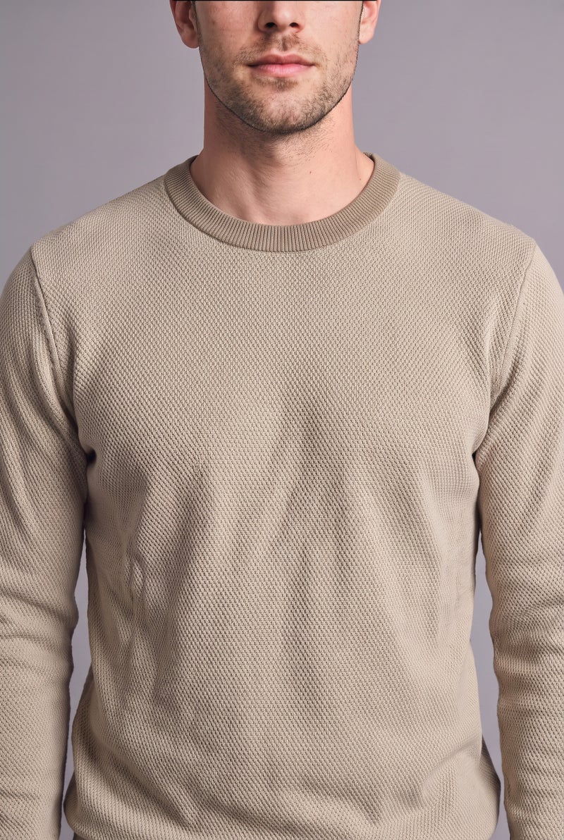DeFacto Beige Man Standard Fit Basic Knitted Crew Neck Sweater Casual - Image 5