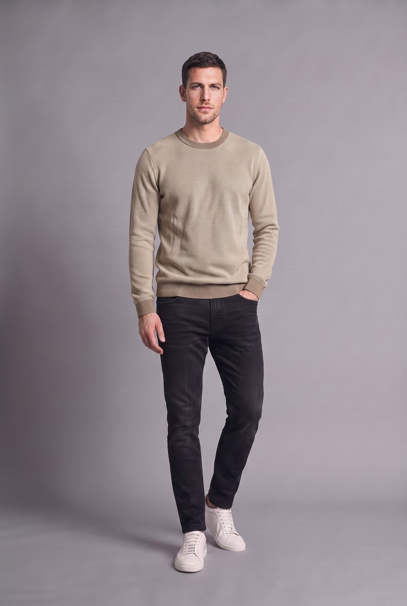 DeFacto Beige Man Standard Fit Basic Knitted Crew Neck Sweater Casual - Image 1