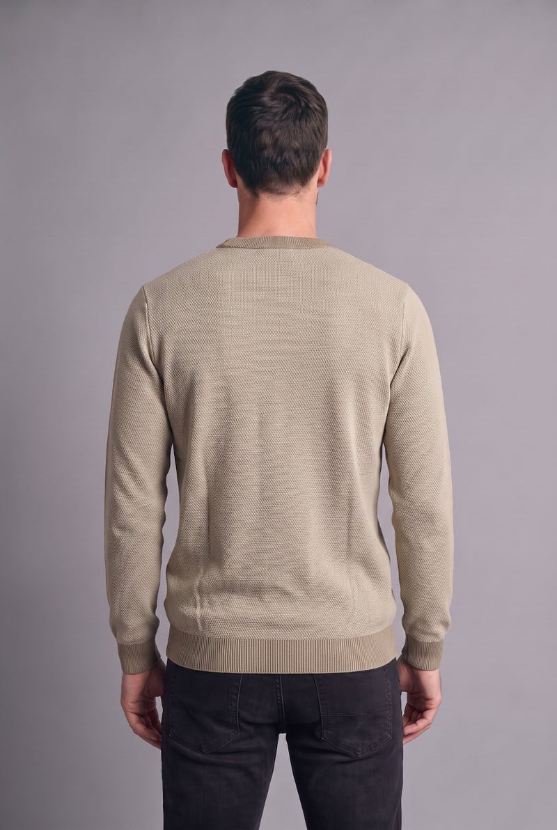 DeFacto Beige Man Standard Fit Basic Knitted Crew Neck Sweater Casual - Image 4