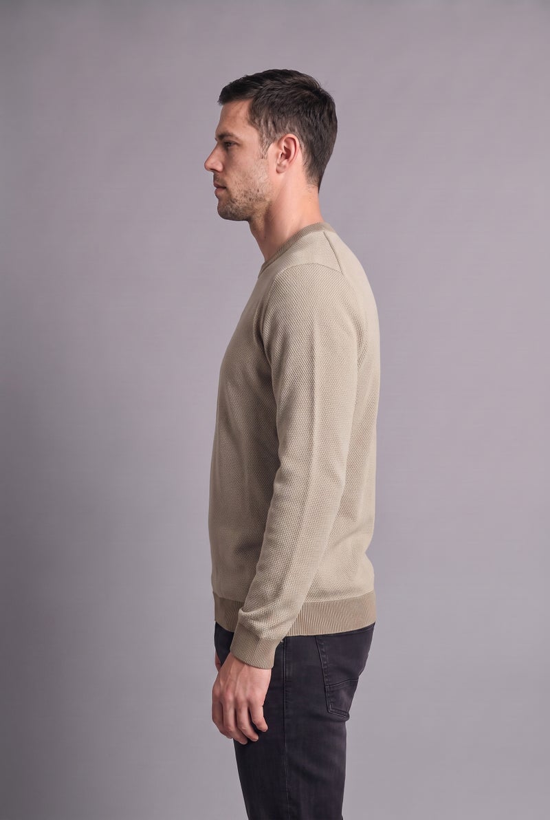 DeFacto Beige Man Standard Fit Basic Knitted Crew Neck Sweater Casual - Image 3