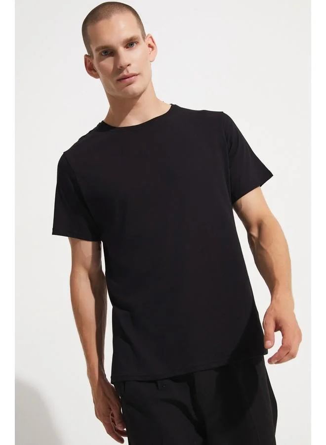 JUNE June Black-Black 2-Pack 100% Cotton Basic Men Tshirt Black - Black